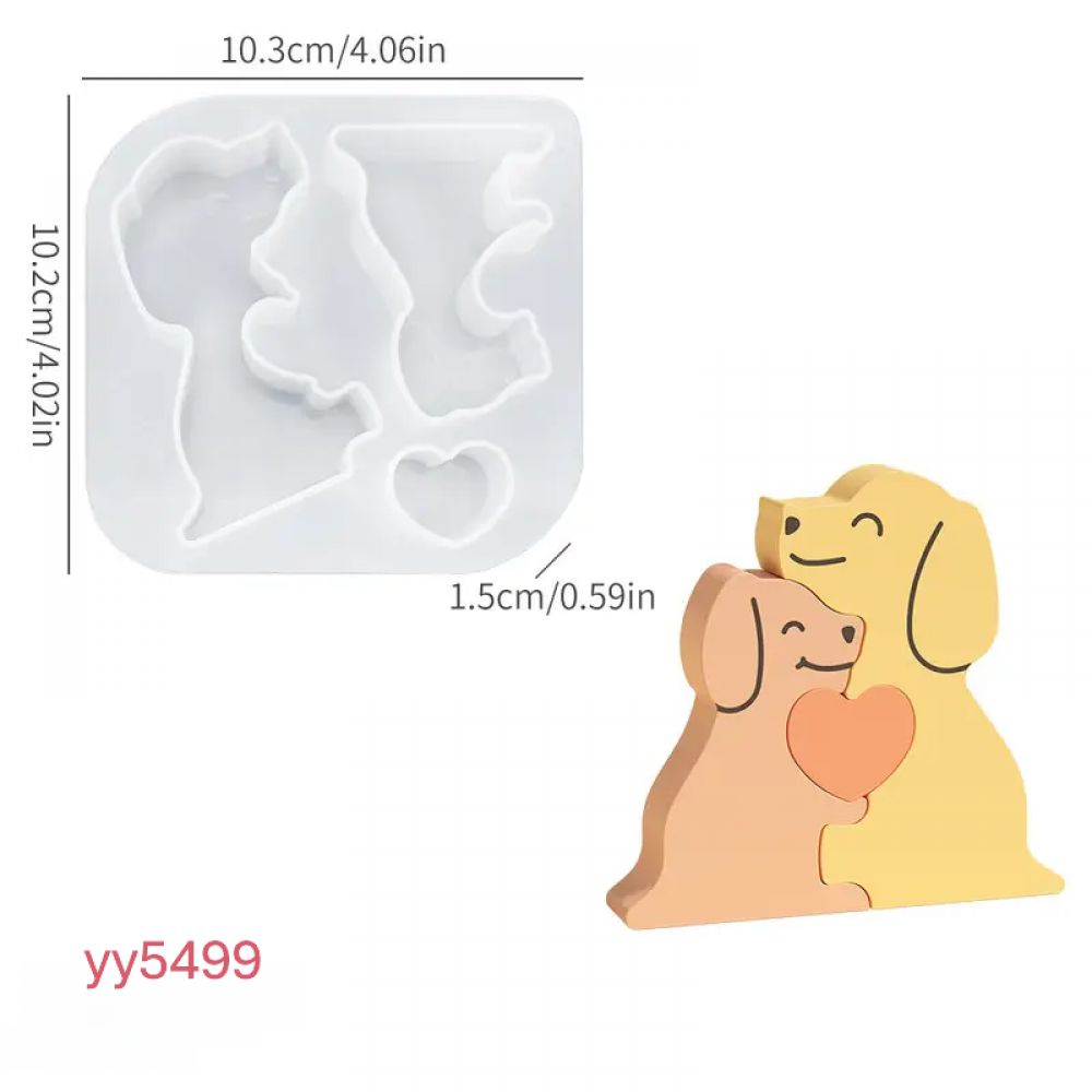 YY5499 Yavrulu Köpek Mum Biblo Silikon Kalıp – Sevimli ve Şık Dekoratif Hediye!